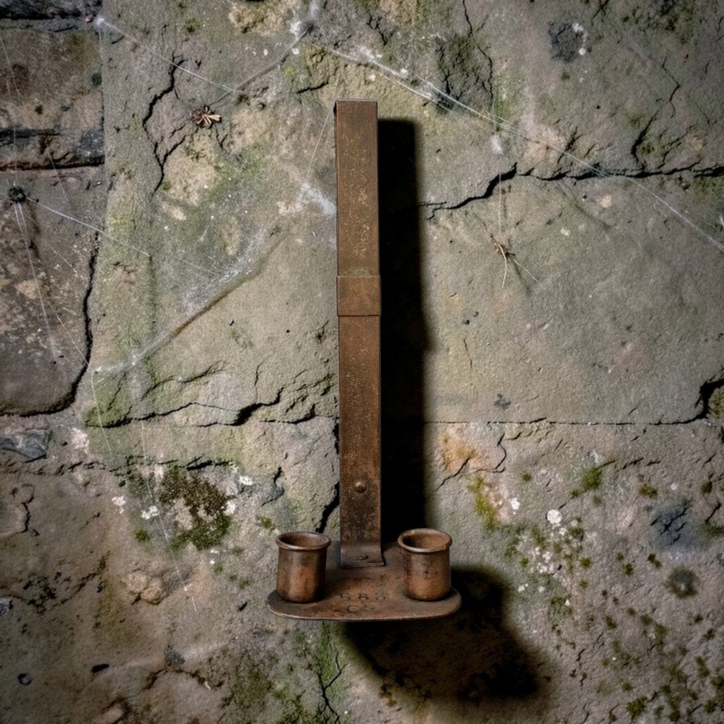 19th‑Century Antique‑Iron Cellar Candleholder