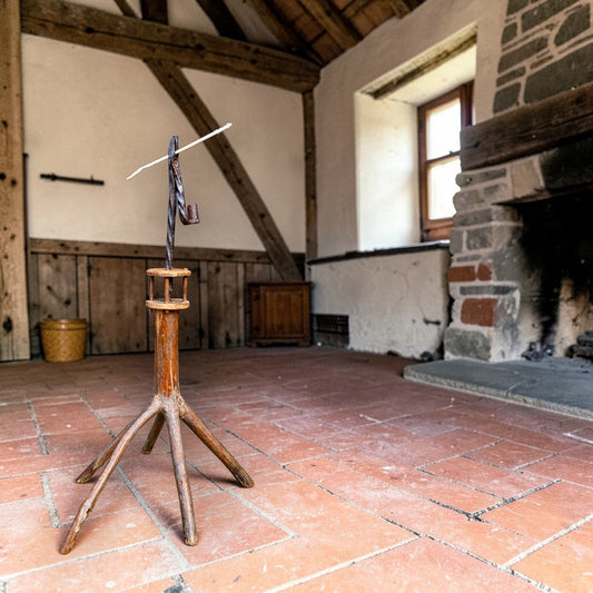 Primitive Late 18th-Century Irish Antique Corner Standard Rushlight, circa 1800