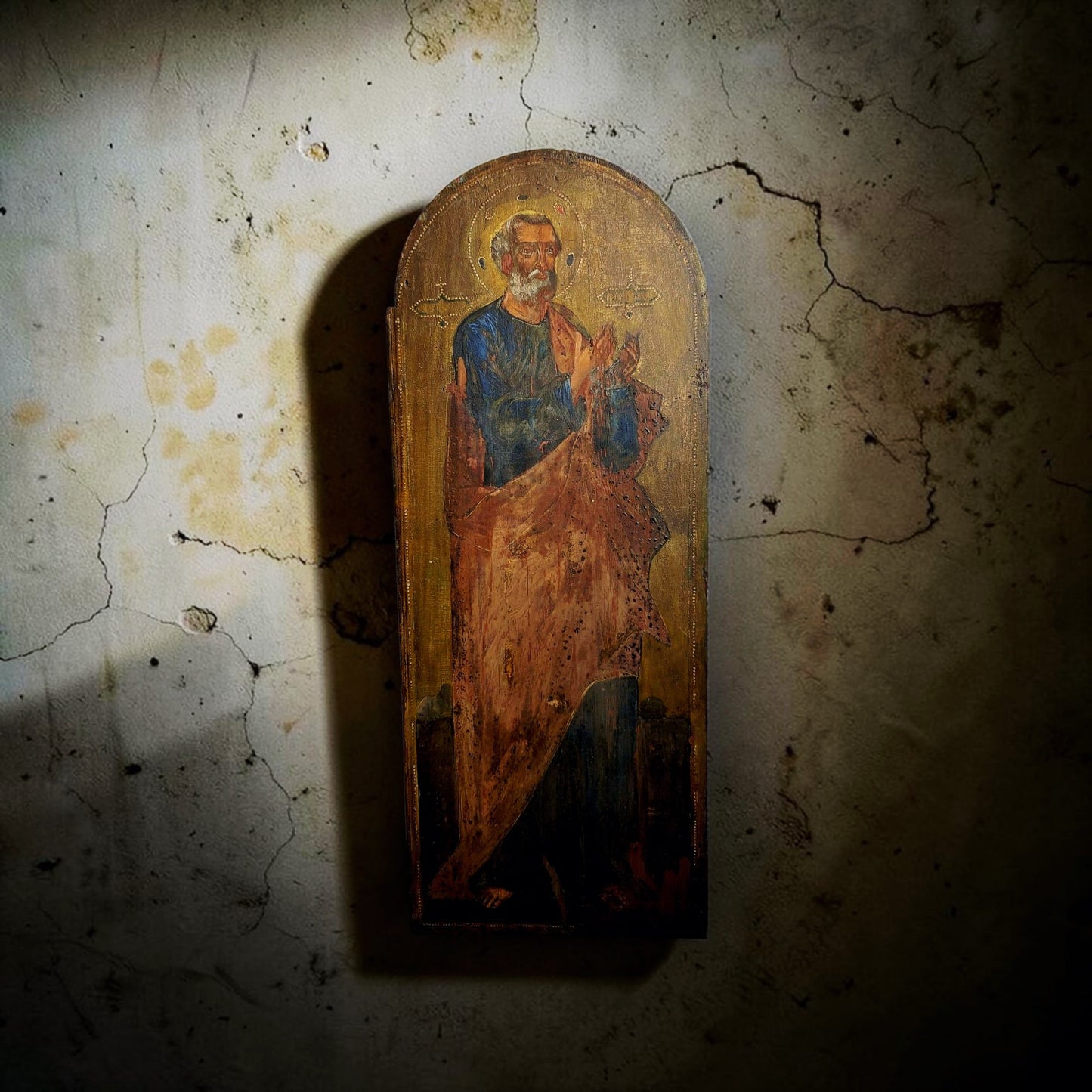 Large 18th‑Century Antique Painted Icon of Saint Peter, The First Apostle, Eastern Orthodox, circa 1750–1800
