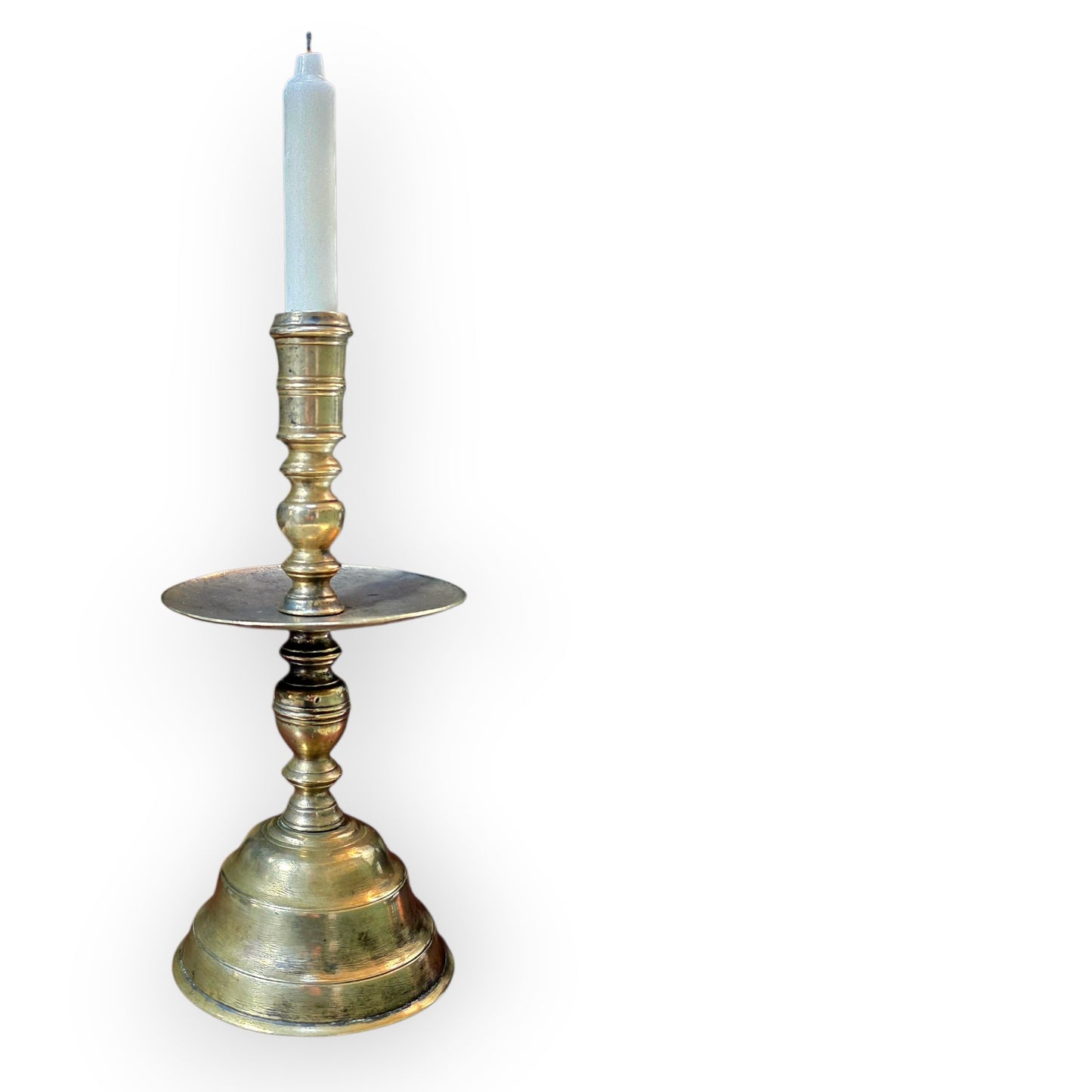 Large 18th-Century Dutch Antique Brass Heemskerk / Heemskirk Candlestick