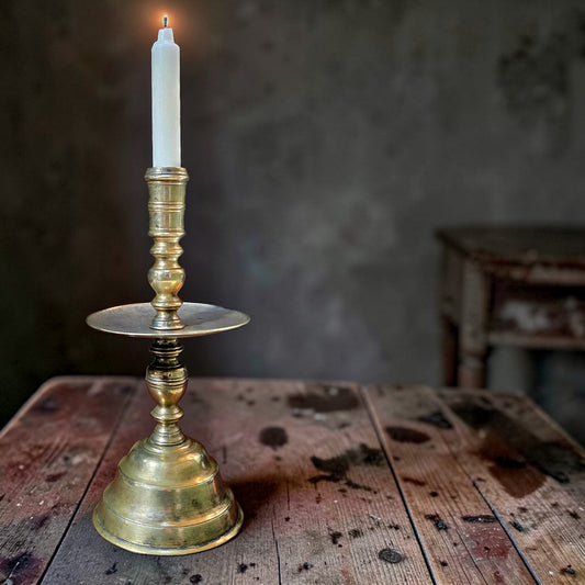 Large 18th-Century Dutch Antique Brass Heemskerk / Heemskirk Candlestick