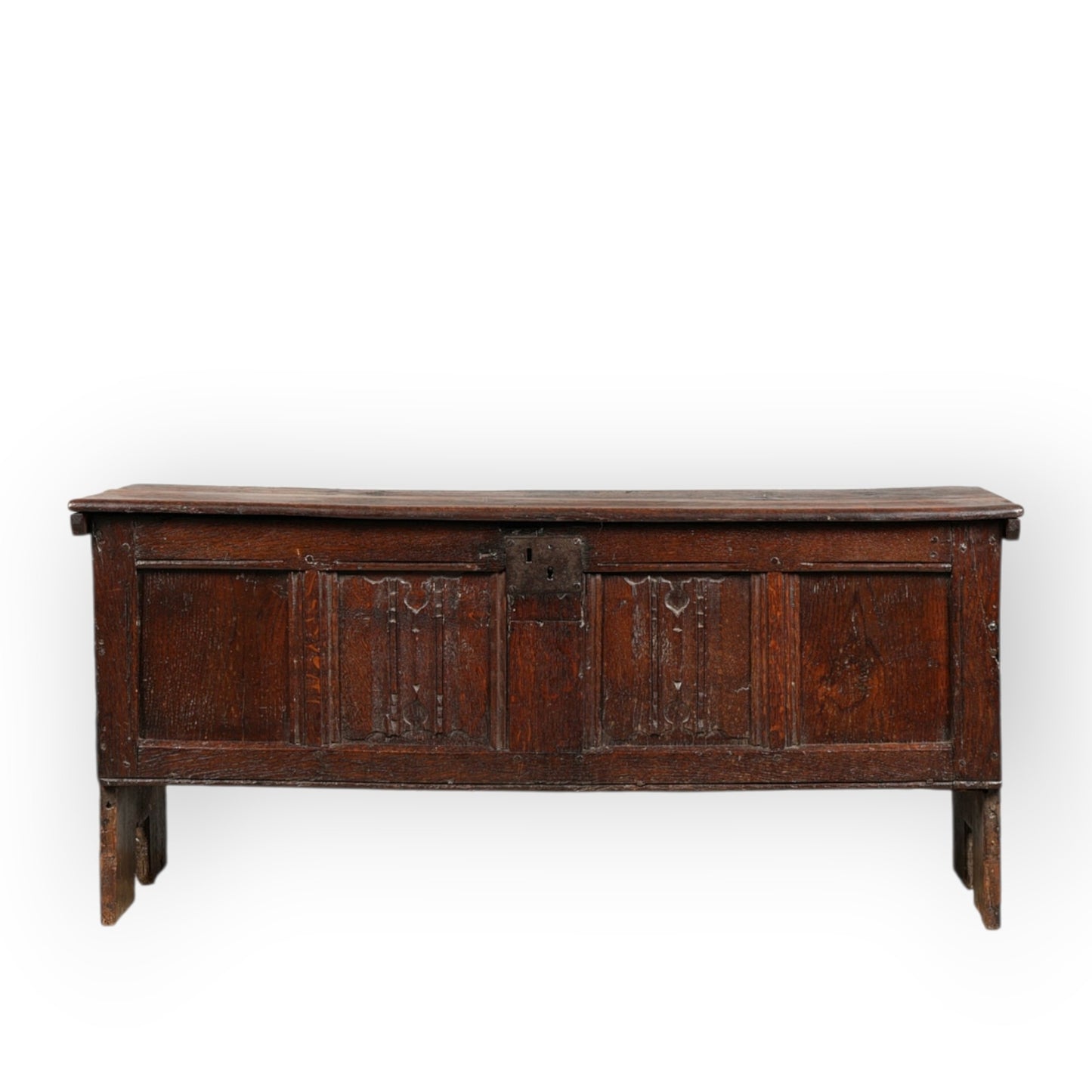 Early 17th‑Century English Antique Oak Linenfold Panelled Coffer