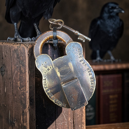 Tower of London Interest - A Large, Rare, 19th Century Antique Brass Padlock, Bearing the Impressed Mark "Tower of London", "Raven Pen No.2." & Crown Proof Mark