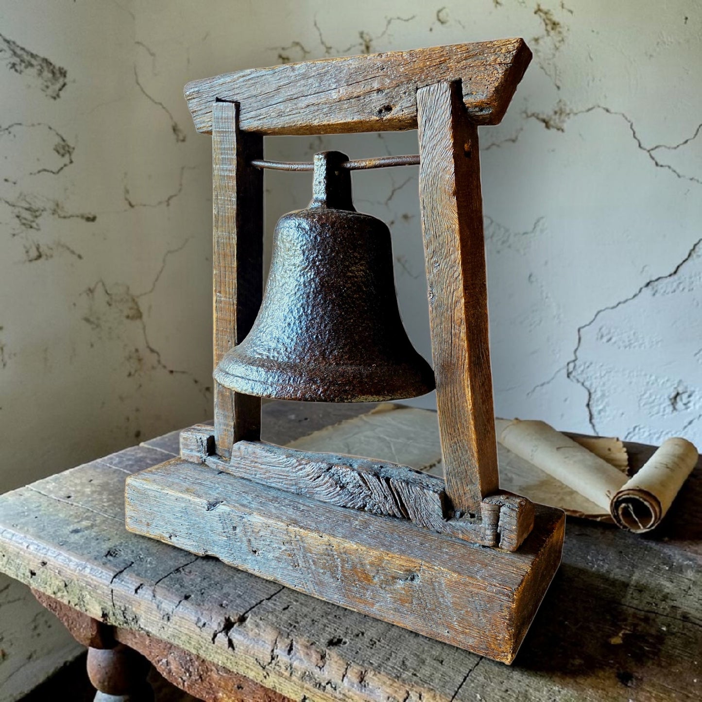 Rare, Generously-Sized, 12th Century Anglo-Norman Antique Copper-Brazed Iron Monastic Bell, circa 1100-1200