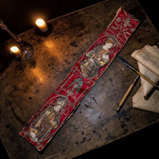 Late 16th-Century / Early 17th-Century English Antique Embroidery Fragment — Orphrey Band