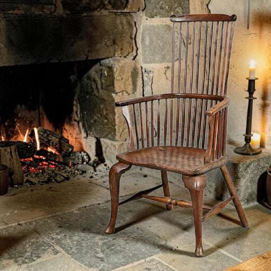 18th‑Century English Antique Comb‑Back Windsor Armchair, Thames Valley, Circa 1760