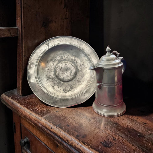 Late 17th-Century Antique Pewter Lavabo Set / Washing Set, Attributed to Nuremberg, Germany, c.1678