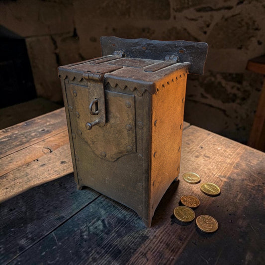 A 17th Century Antique Wrought Iron Alms Box for Wall Mounting, Probably German or Flemish