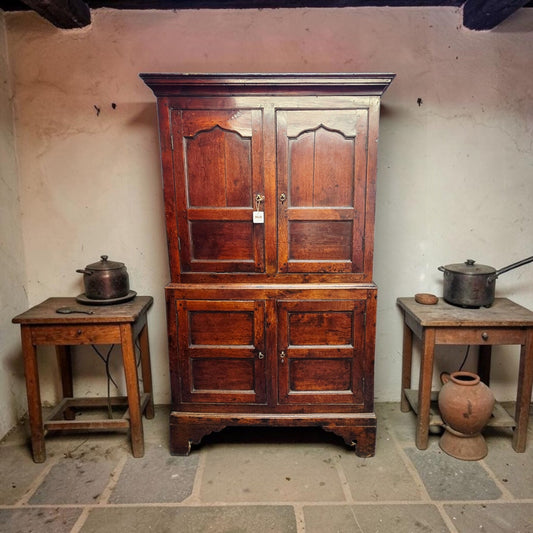 A Late 18th Century, George III, Welsh Antique Oak Two-Part Cupboard, c.1770–1800