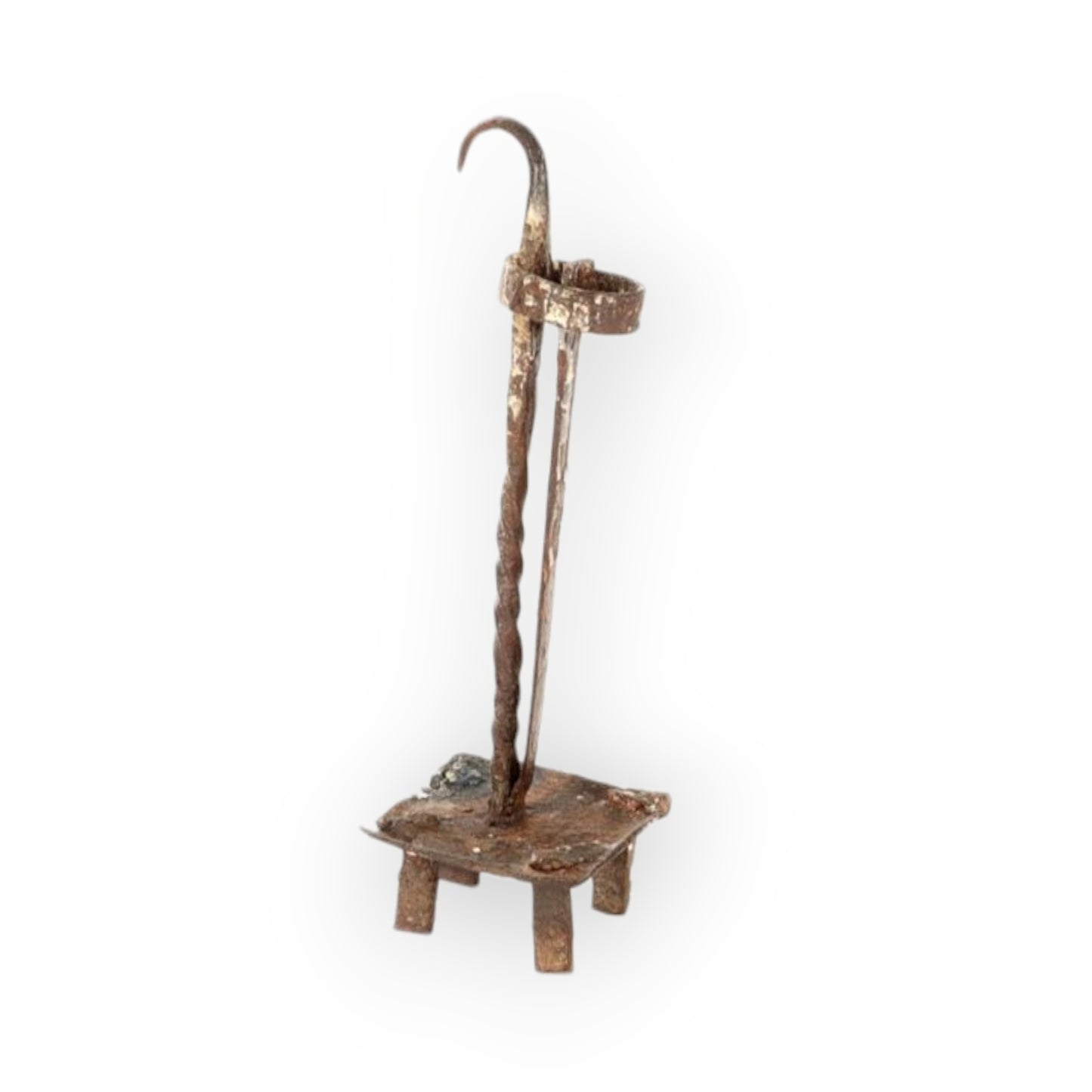 Late 18th-Century Primitive English Antique Iron Splint Holder Lighting Device / Peerman In "Barn Found" Condition