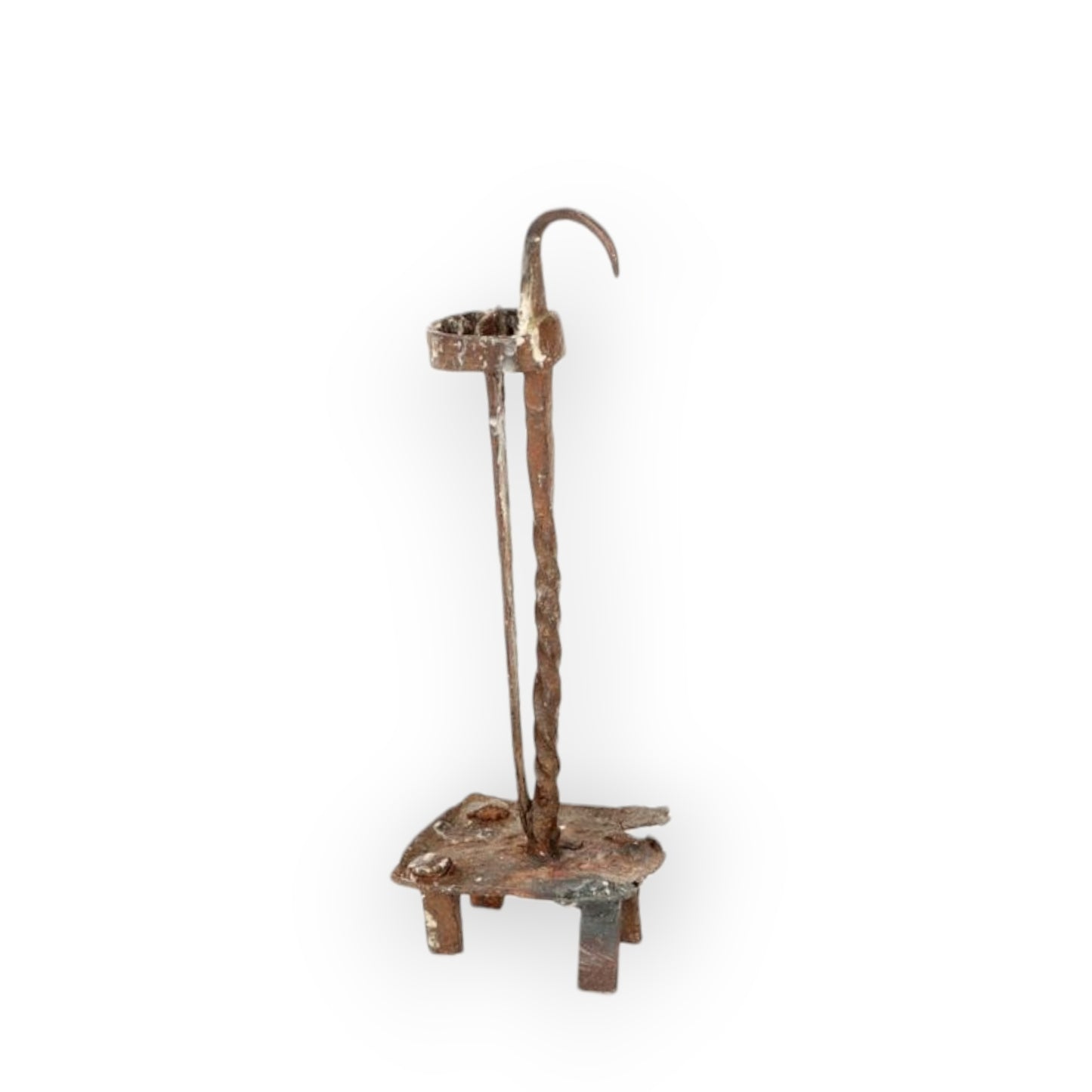 Late 18th-Century Primitive English Antique Iron Splint Holder Lighting Device / Peerman In "Barn Found" Condition