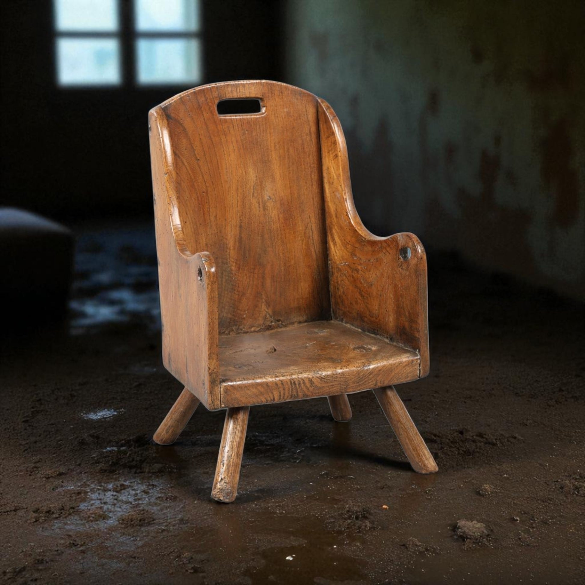 A Rustic Primitive 18th-Century English Antique Elm Child's