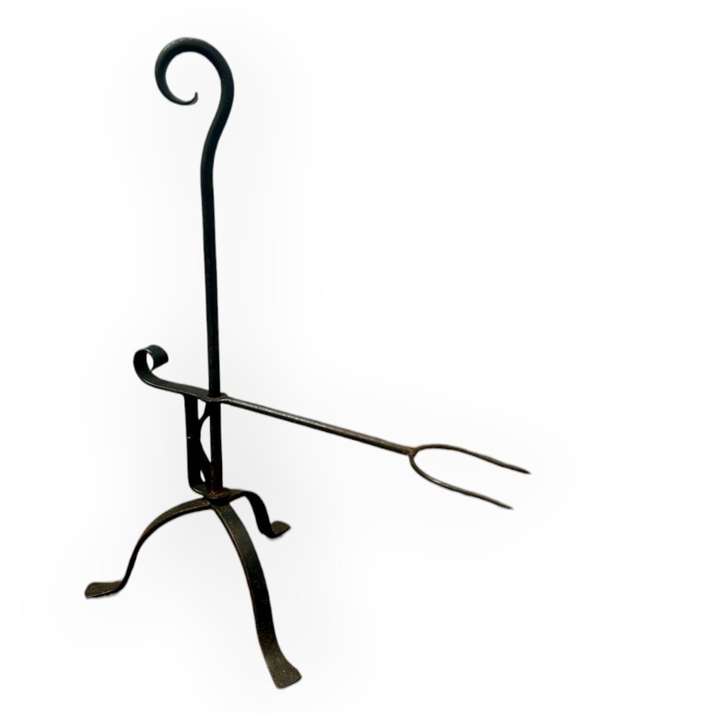 19th-Century English Antique Iron Adjustable Down-Hearth Toasting Fork / Lark Spit