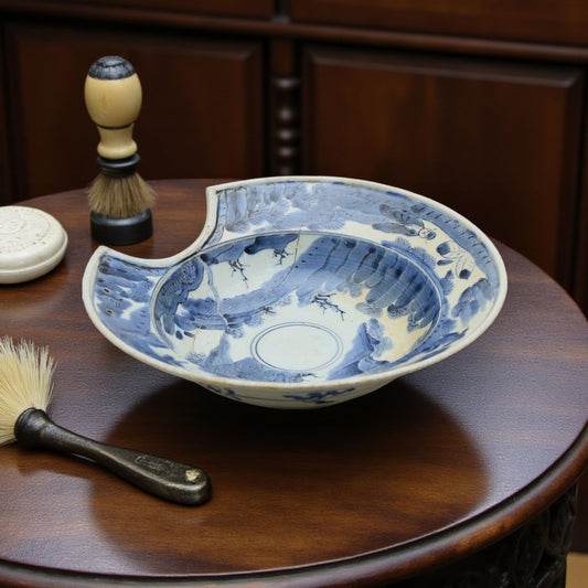 Large 18th-Century Chinese Antique Quinlong Period Porcelain Barber's Bowl or Bleeding Bowl