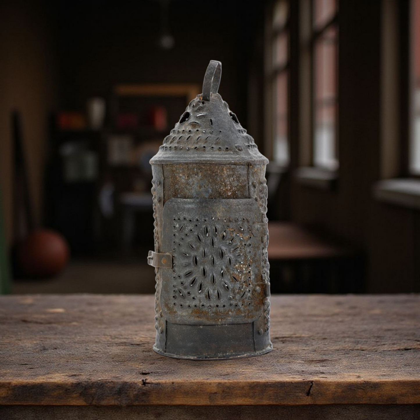 Late 18th Century Antique Toleware Shepherds Candle Lantern