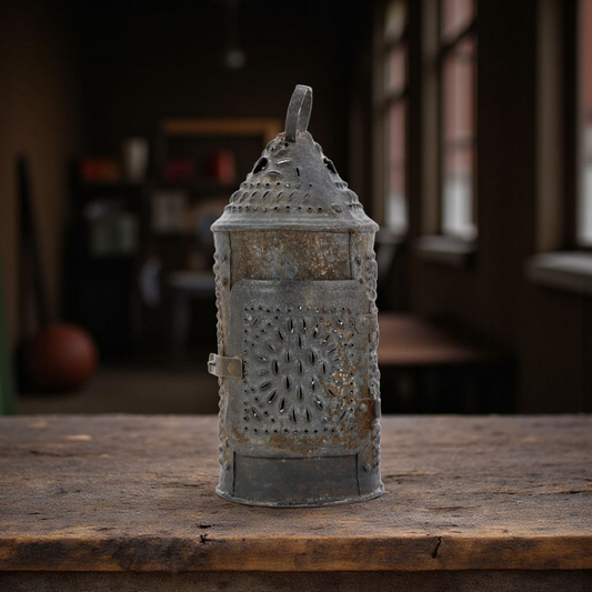 Late 18th Century Antique Toleware Shepherds Candle Lantern