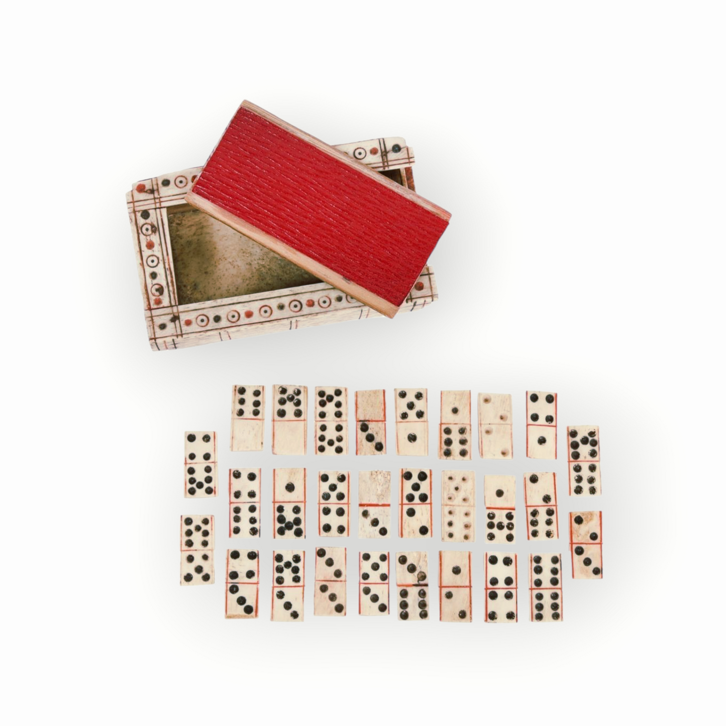 Late 18th-Early 19th-Century  Napoleonic Antique Prisoner Of War Miniature "Double-Six"Domino Set, circa 1793-1815