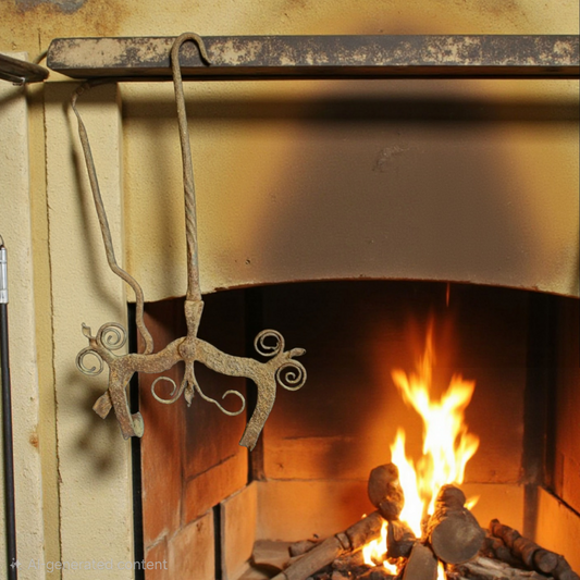 Rare Late 17th-Century English Antique Iron Kettle Tilt | Wrought Iron Hearth Tool