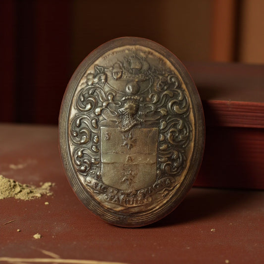 An Early 18th-Century English Antique Pressed Horn Tobacco Snuff Box, Attributed to John Obrisset (Active 1705-1727), Depicting The Arms of Sir Francis Drake