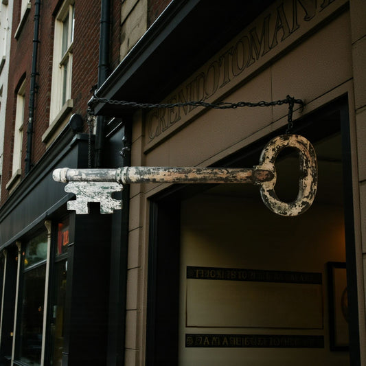 Large 19th-Century Antique Shopkeepers / Locksmiths Sign in the Form of a Key