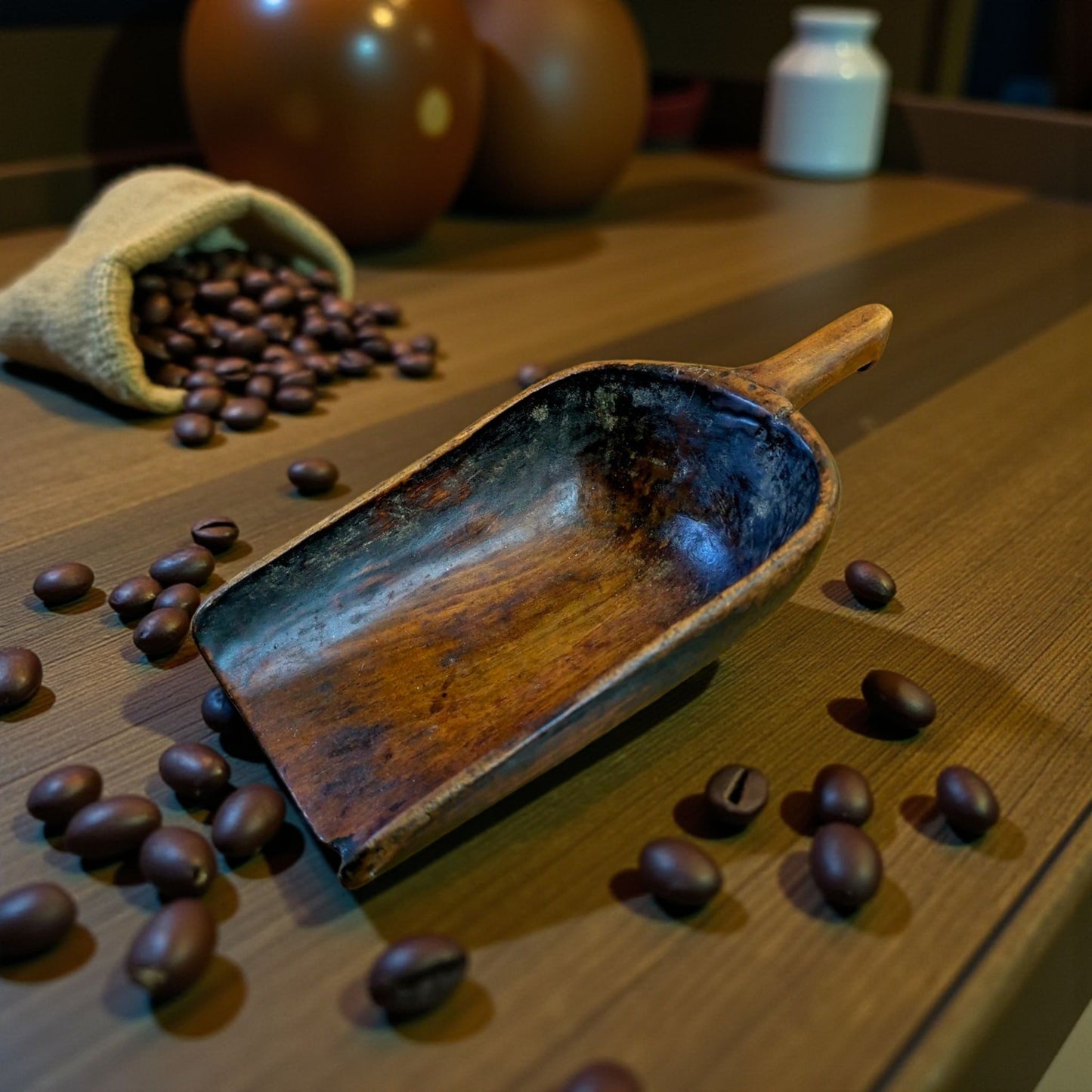Large Late 18th Century Antique Treen / Wooden Scoop