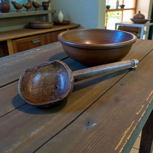 Large Late 17th-century English Antique Treen / Wooden Ladle
