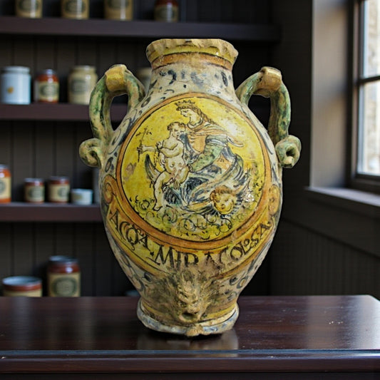 Early 17th Century Florentine / Italian Antique Albarello / Maiolica Wet Drug Jar