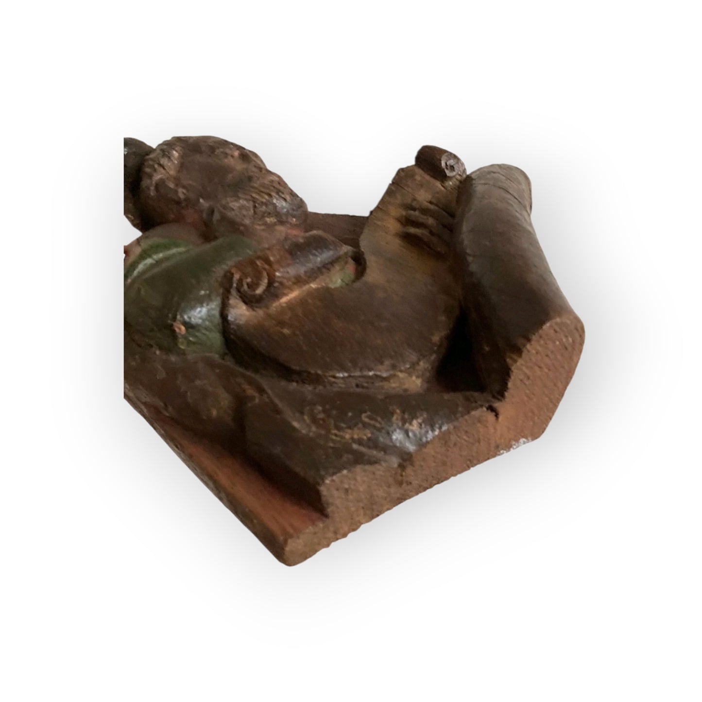 Rare Pair of 15th Century Antique Carved Oak Panels / Decorative Corner Spandrels, Saints in Original Polychrome