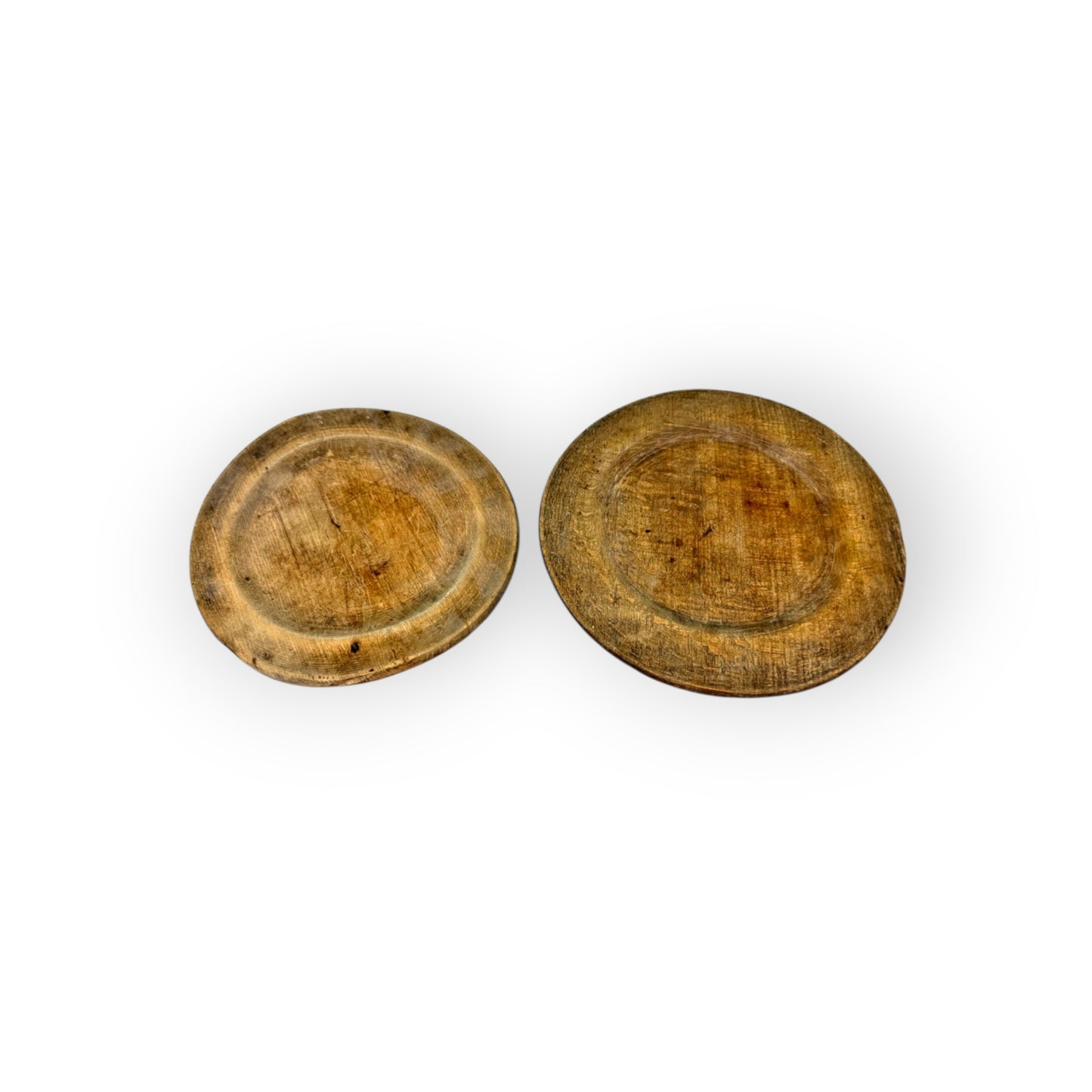 An Associated Pair of 18th-Century Antique Treen Plates
