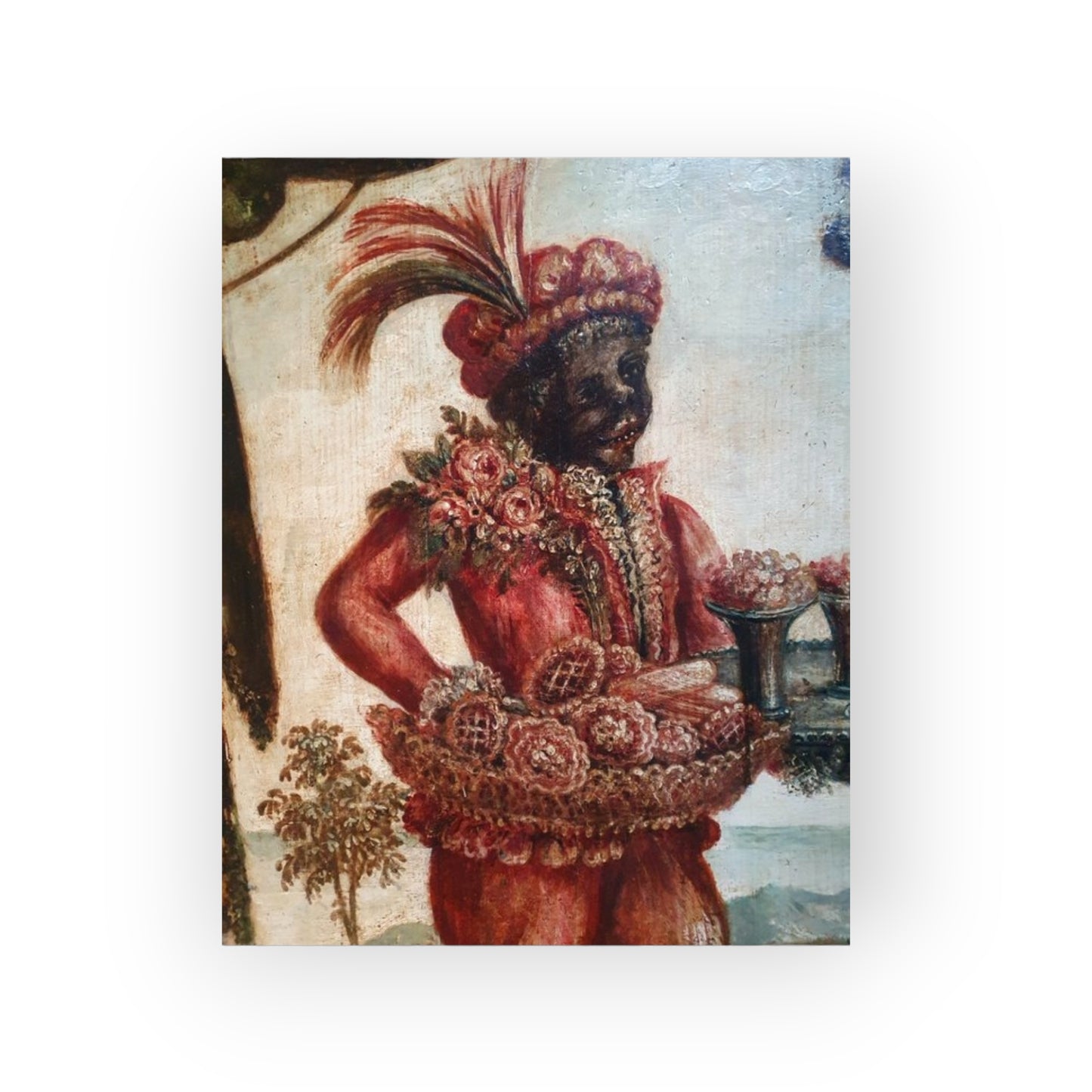 Very Large, French School, Late 17th Century Antique Painting – Figure in a Garden Landscape, Oil on Panel