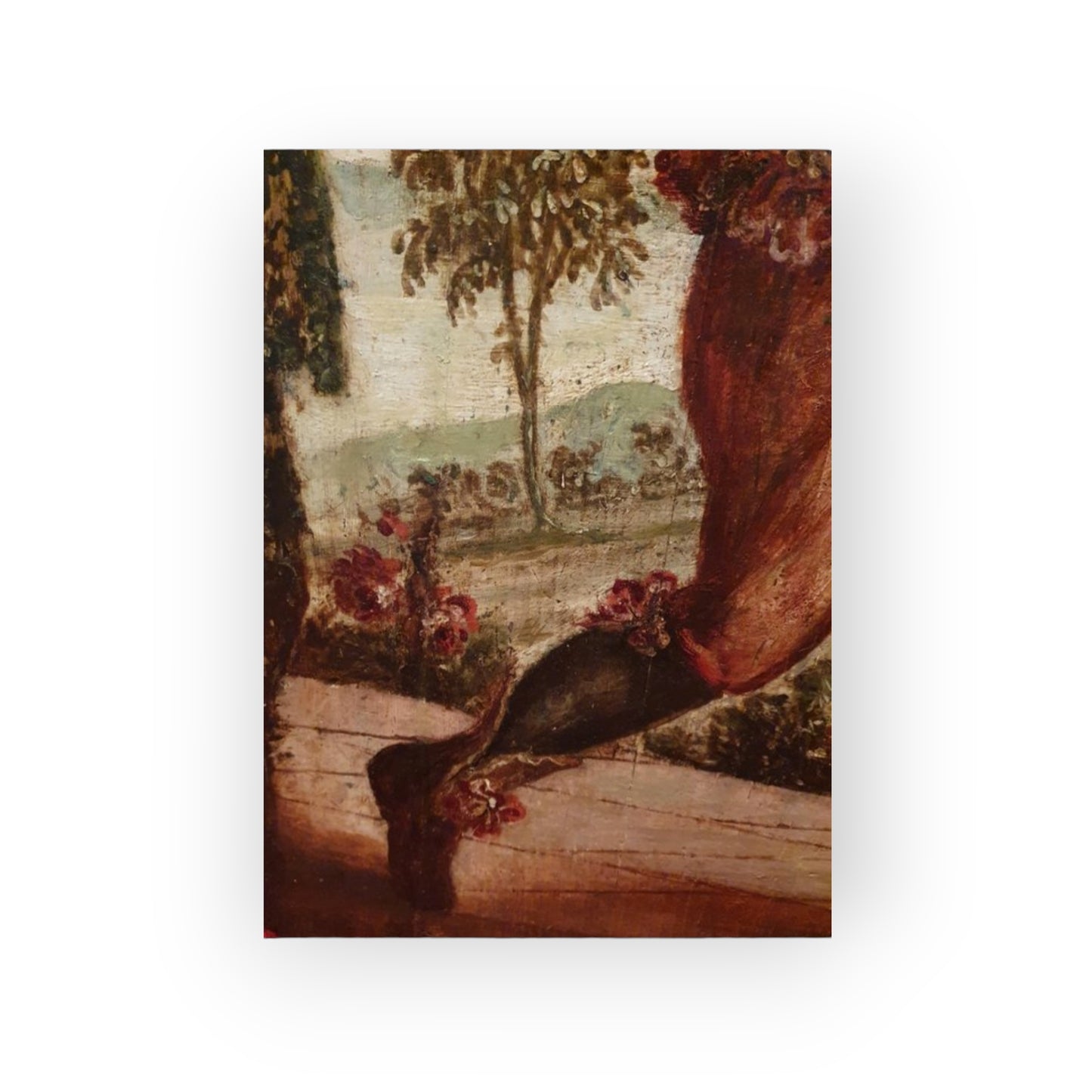 Very Large, French School, Late 17th Century Antique Painting – Figure in a Garden Landscape, Oil on Panel