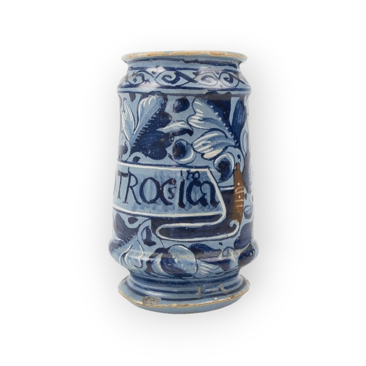 Late 17th‑Century Antique Faience Albarello Apothecary Jar – “PILL: ASARICOTROCSICA"”