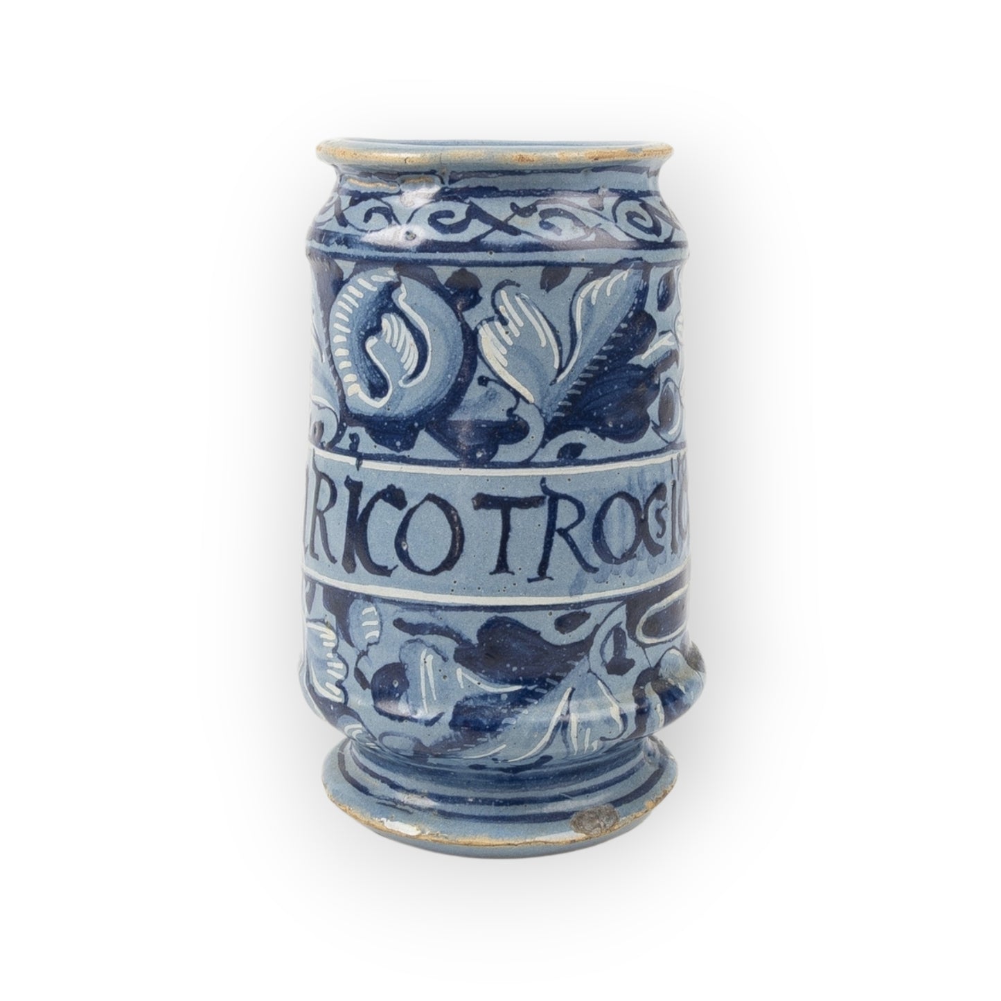 Late 17th‑Century Antique Faience Albarello Apothecary Jar – “PILL: ASARICOTROCSICA"”