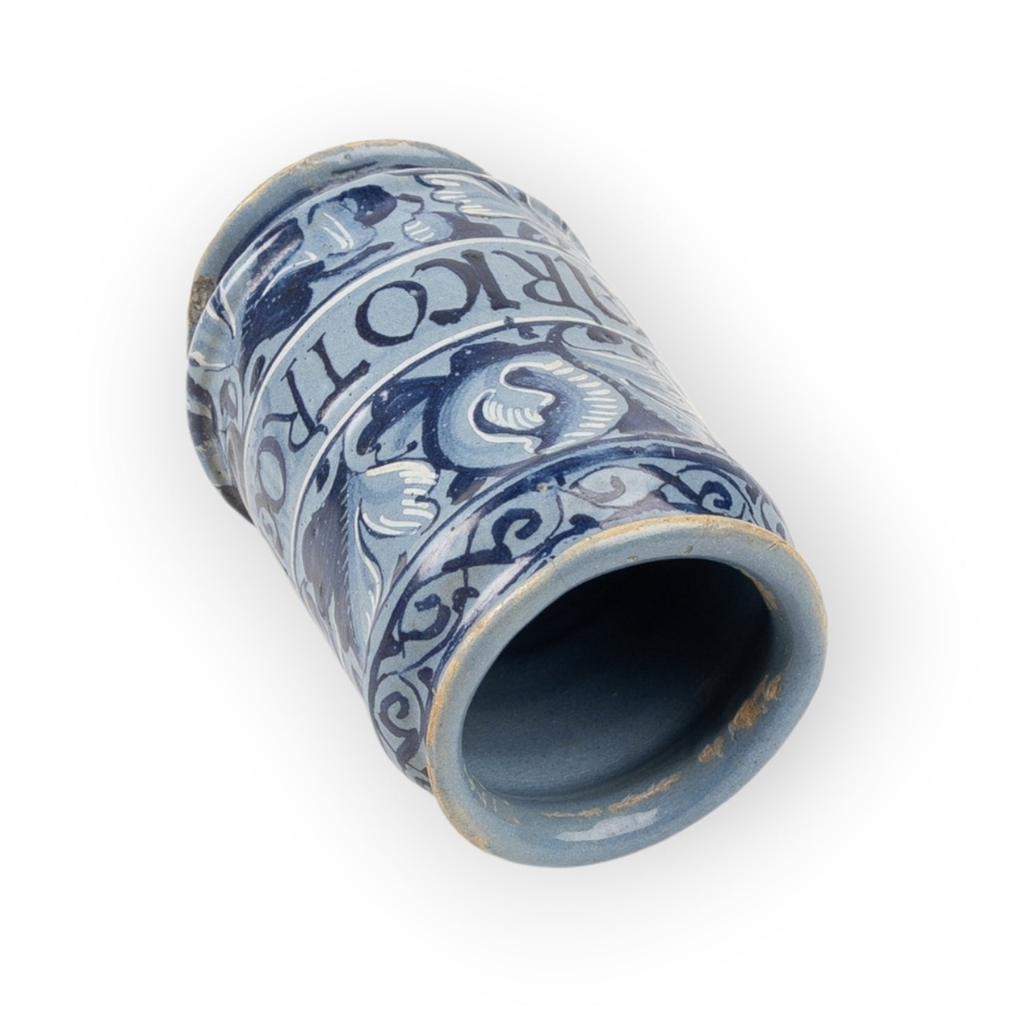 Late 17th‑Century Antique Faience Albarello Apothecary Jar – “PILL: ASARICOTROCSICA"”