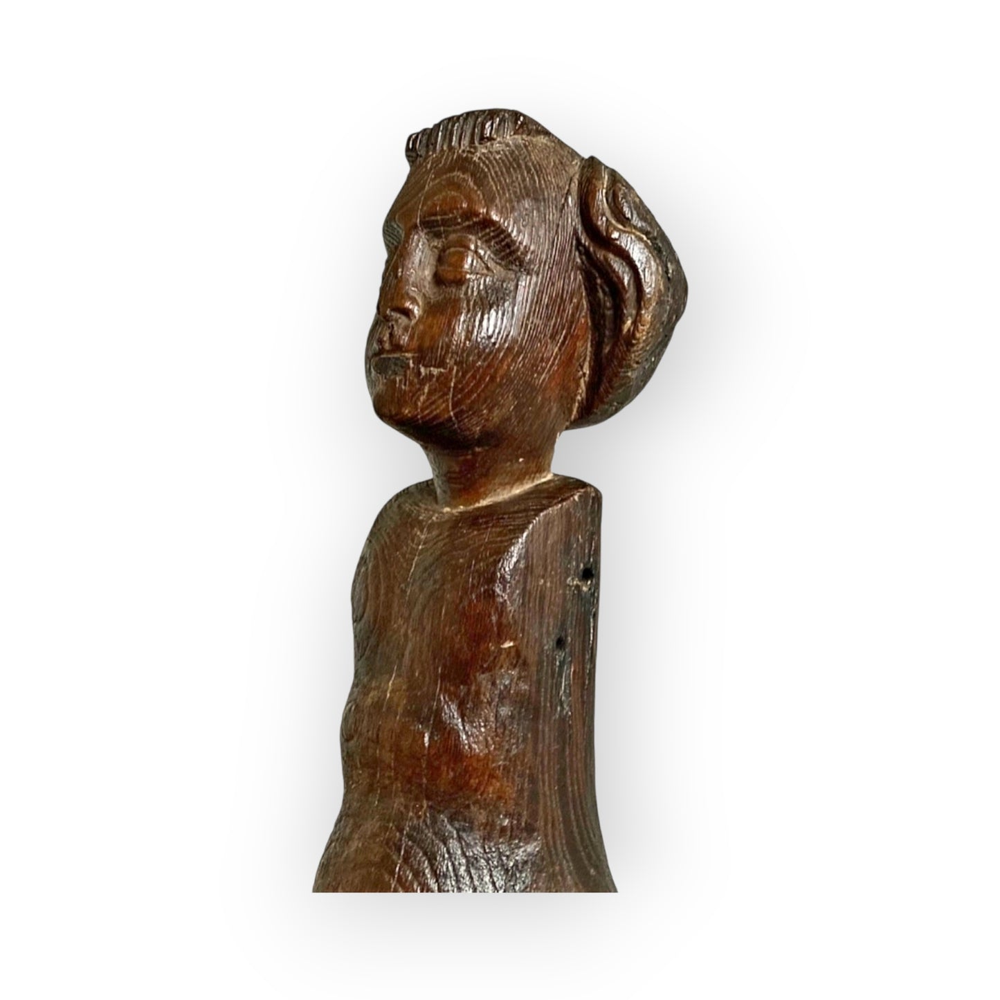 Rare Late 17th-century English Antique Carved Oak Child's Doll, Circa 1680