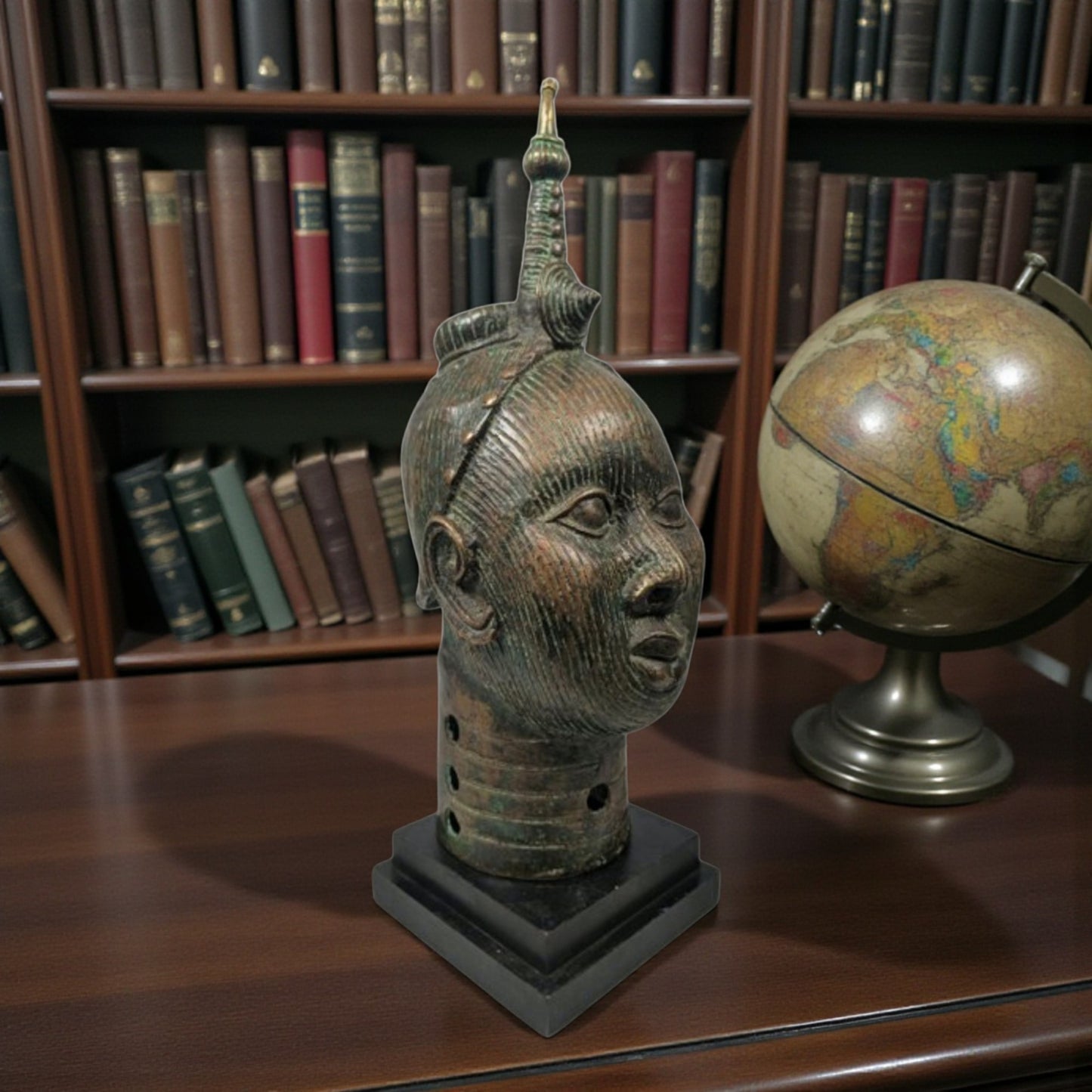 15th Century Style Antique Life-Size Bronze Head in the Ife Court Style, Nigeria, Africa