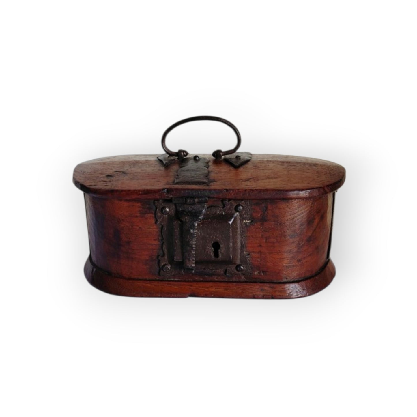 Early 17th‑Century Antique Bentwood Box with Original Iron Mounts & Carry Handle