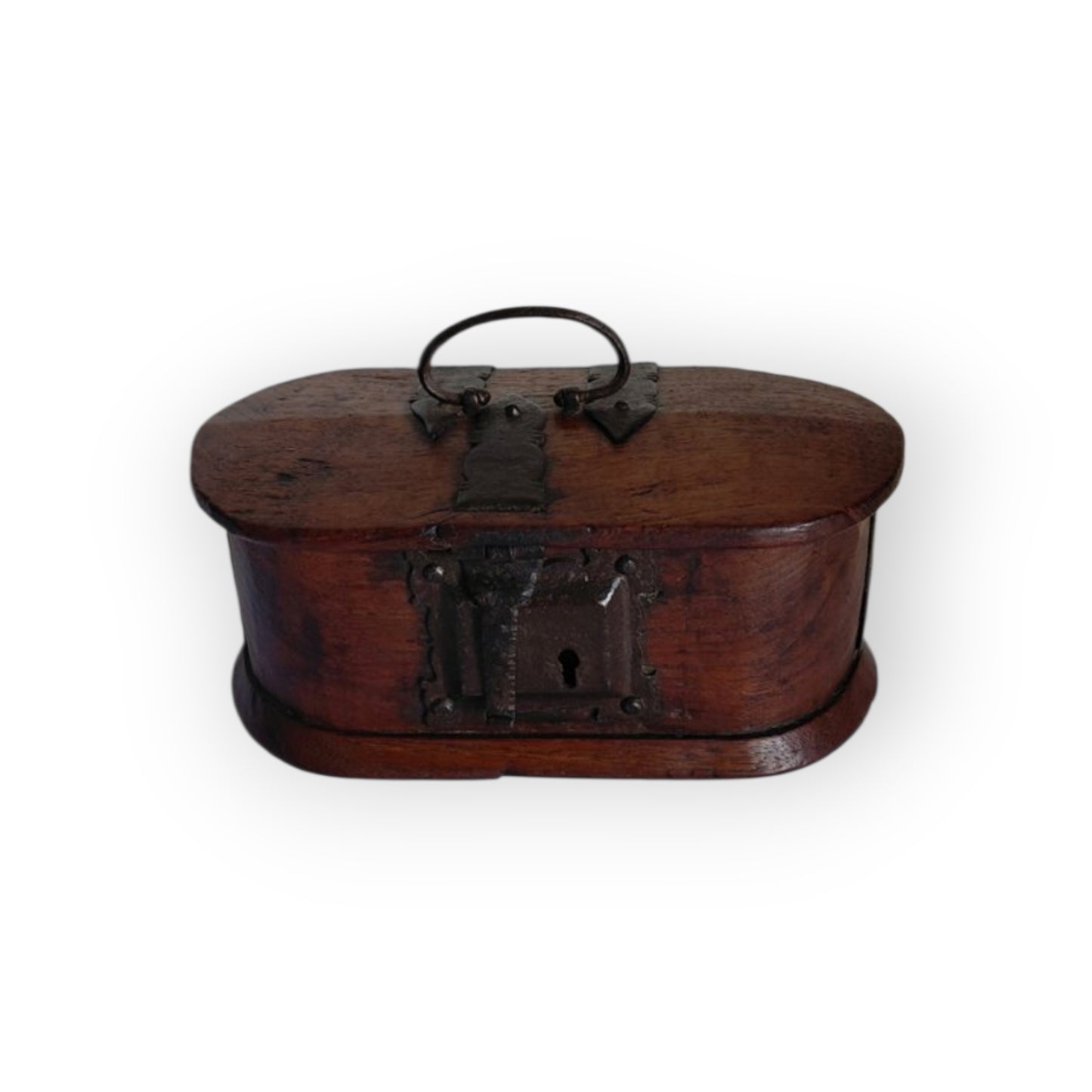 Early 17th‑Century Antique Bentwood Box with Original Iron Mounts & Carry Handle