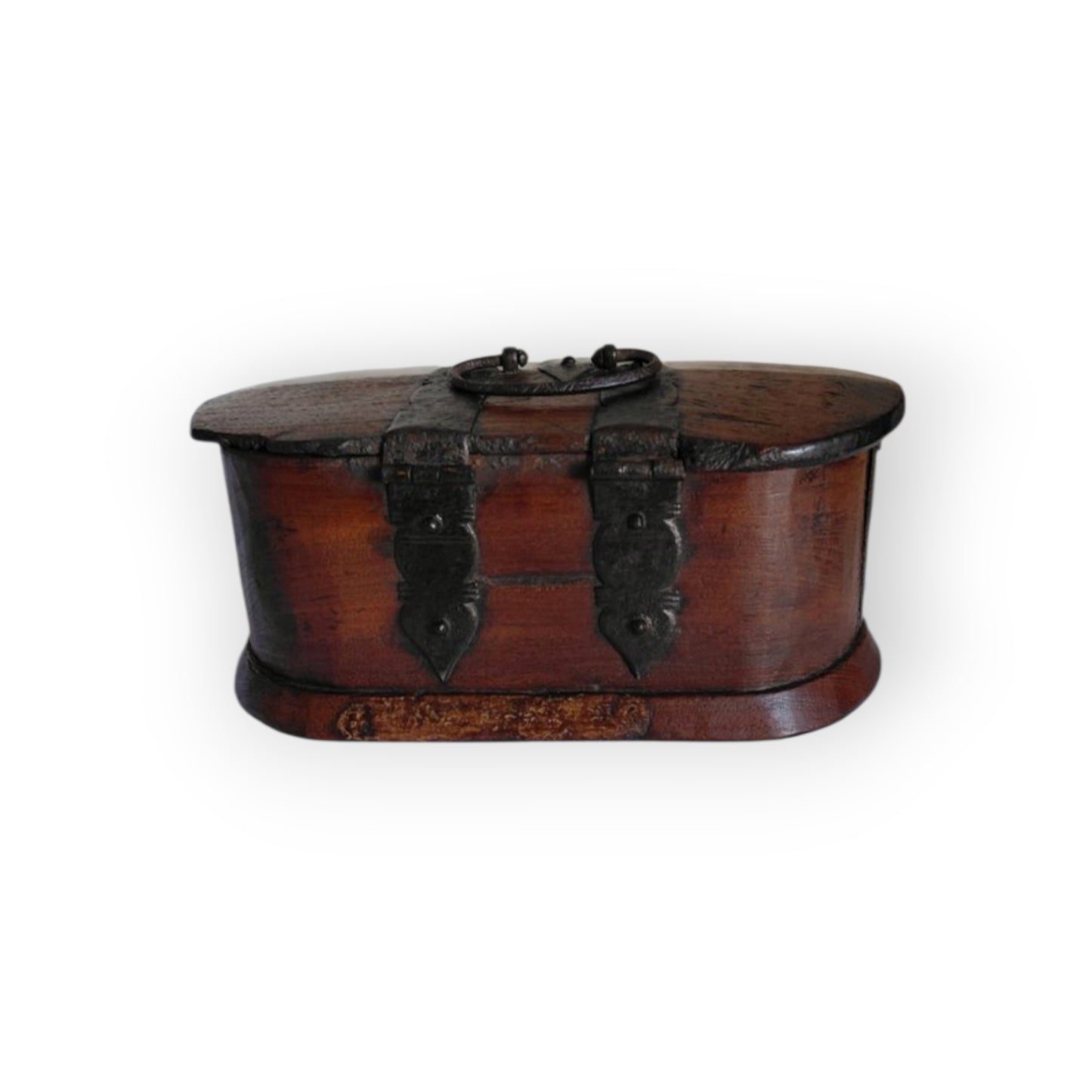 Early 17th‑Century Antique Bentwood Box with Original Iron Mounts & Carry Handle