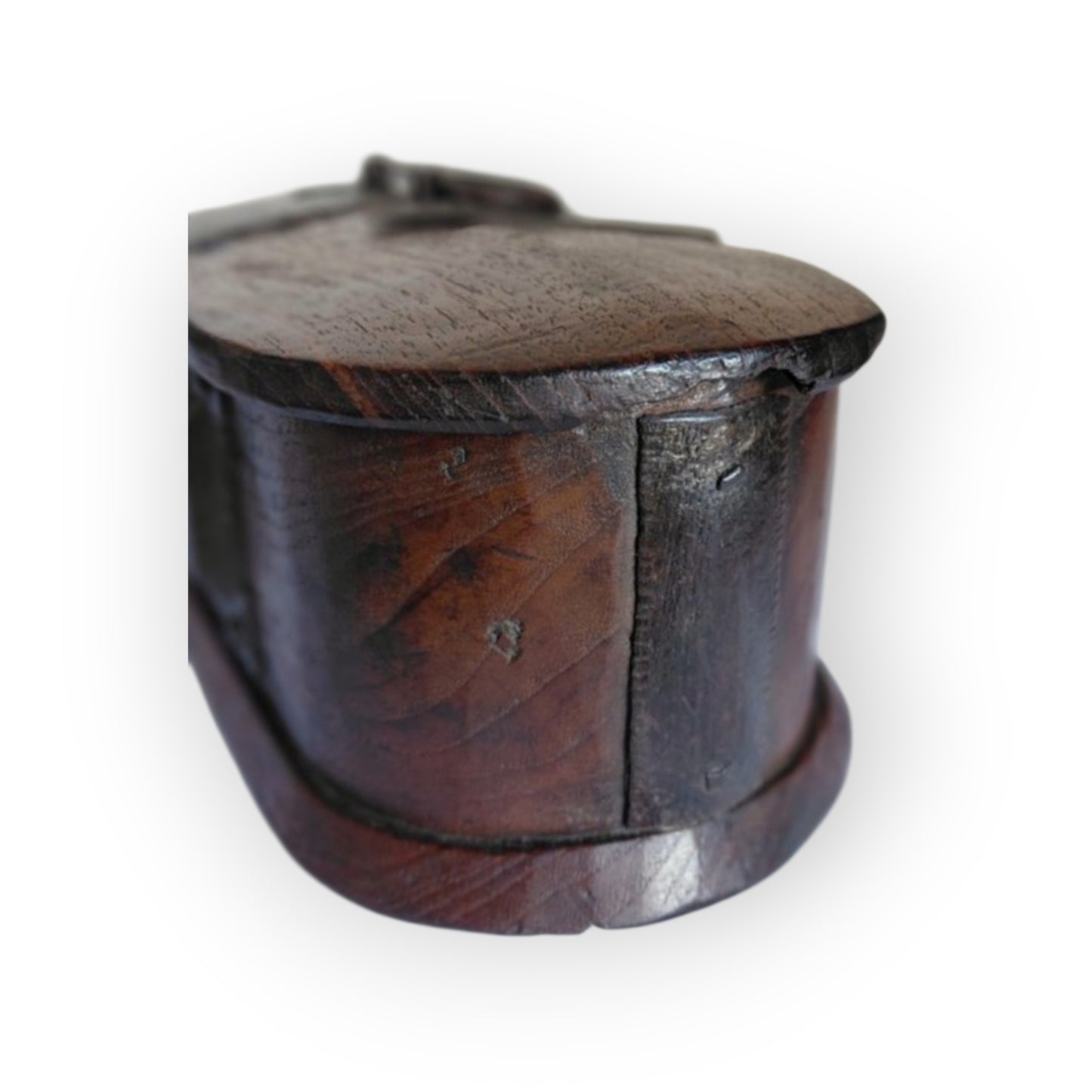 Early 17th‑Century Antique Bentwood Box with Original Iron Mounts & Carry Handle