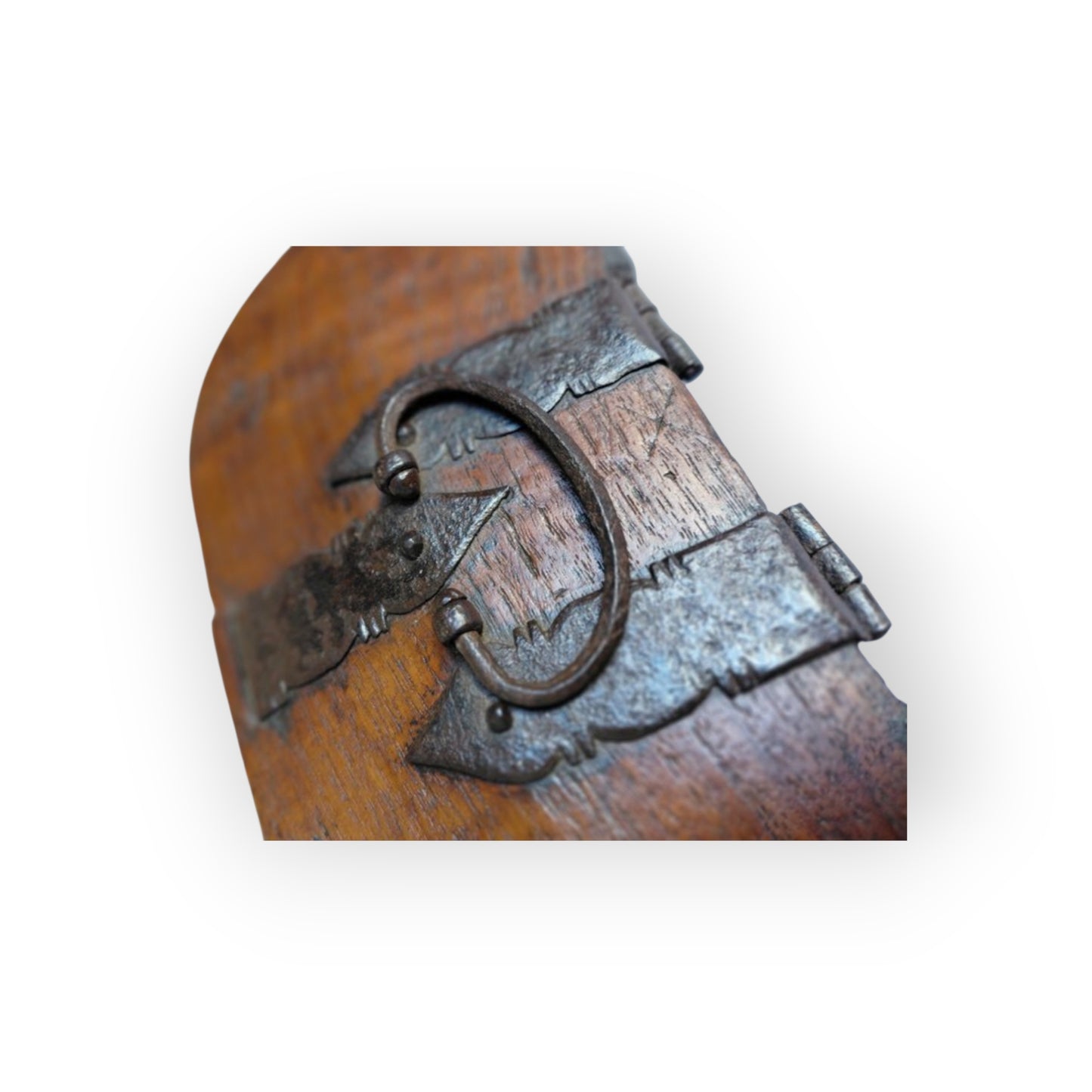 Early 17th‑Century Antique Bentwood Box with Original Iron Mounts & Carry Handle