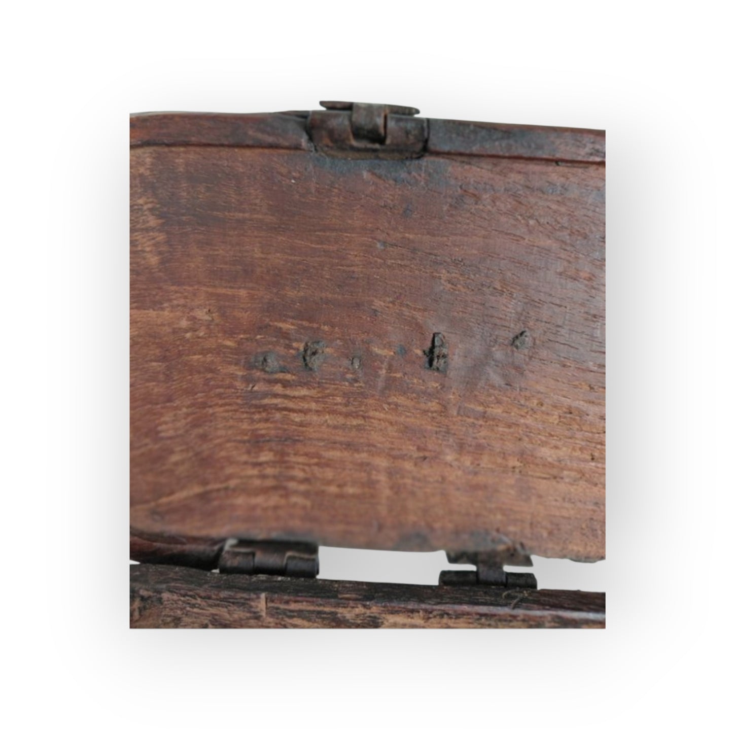 Early 17th‑Century Antique Bentwood Box with Original Iron Mounts & Carry Handle