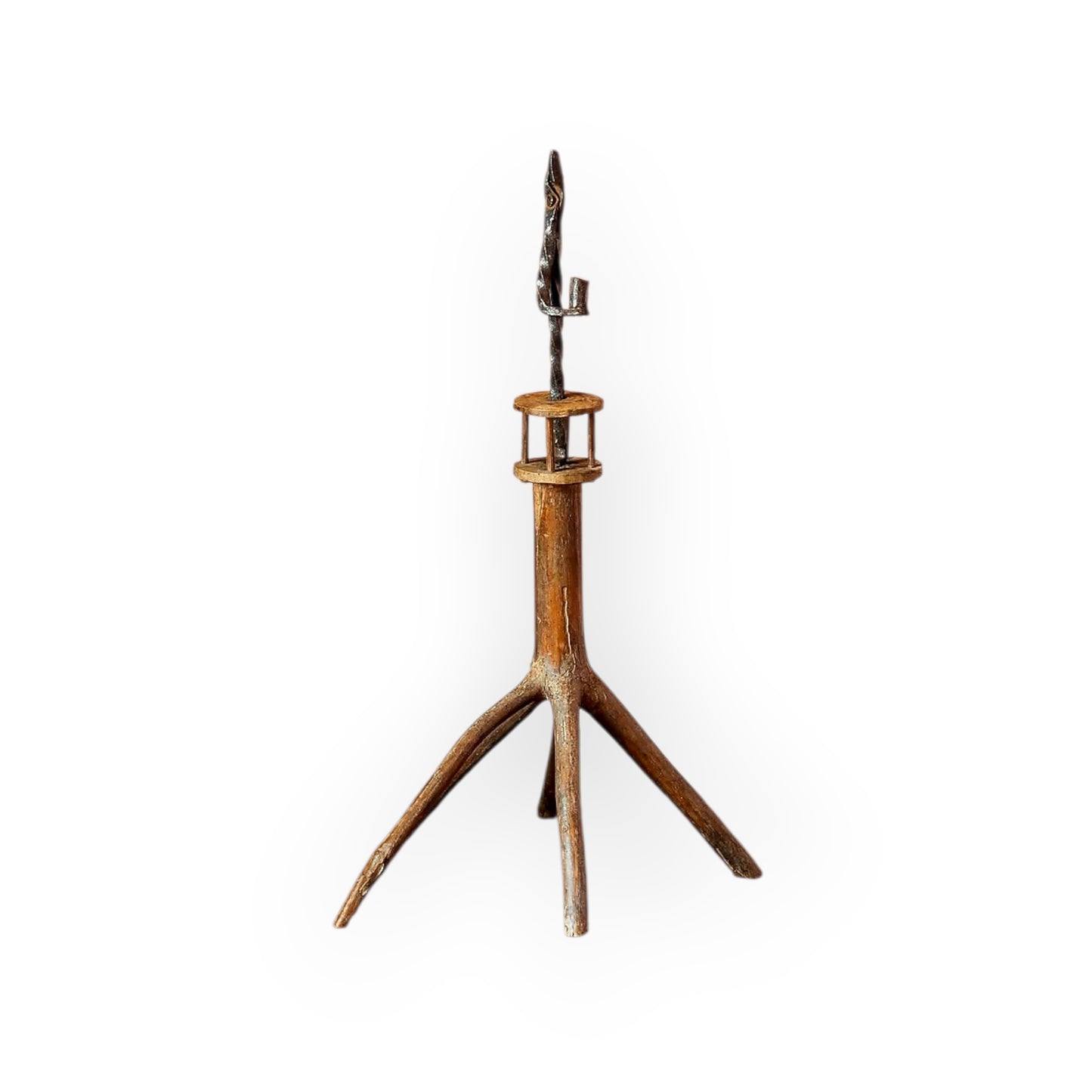 Primitive Late 18th-Century Irish Antique Corner Standard Rushlight, circa 1800