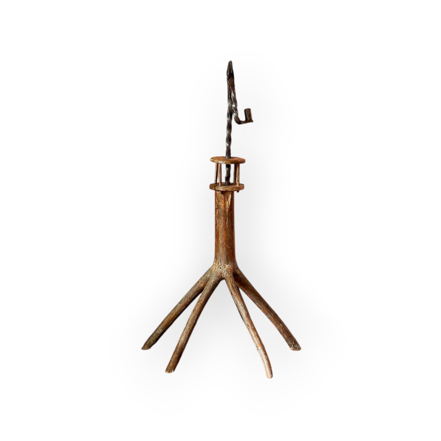 Primitive Late 18th-Century Irish Antique Corner Standard Rushlight, circa 1800