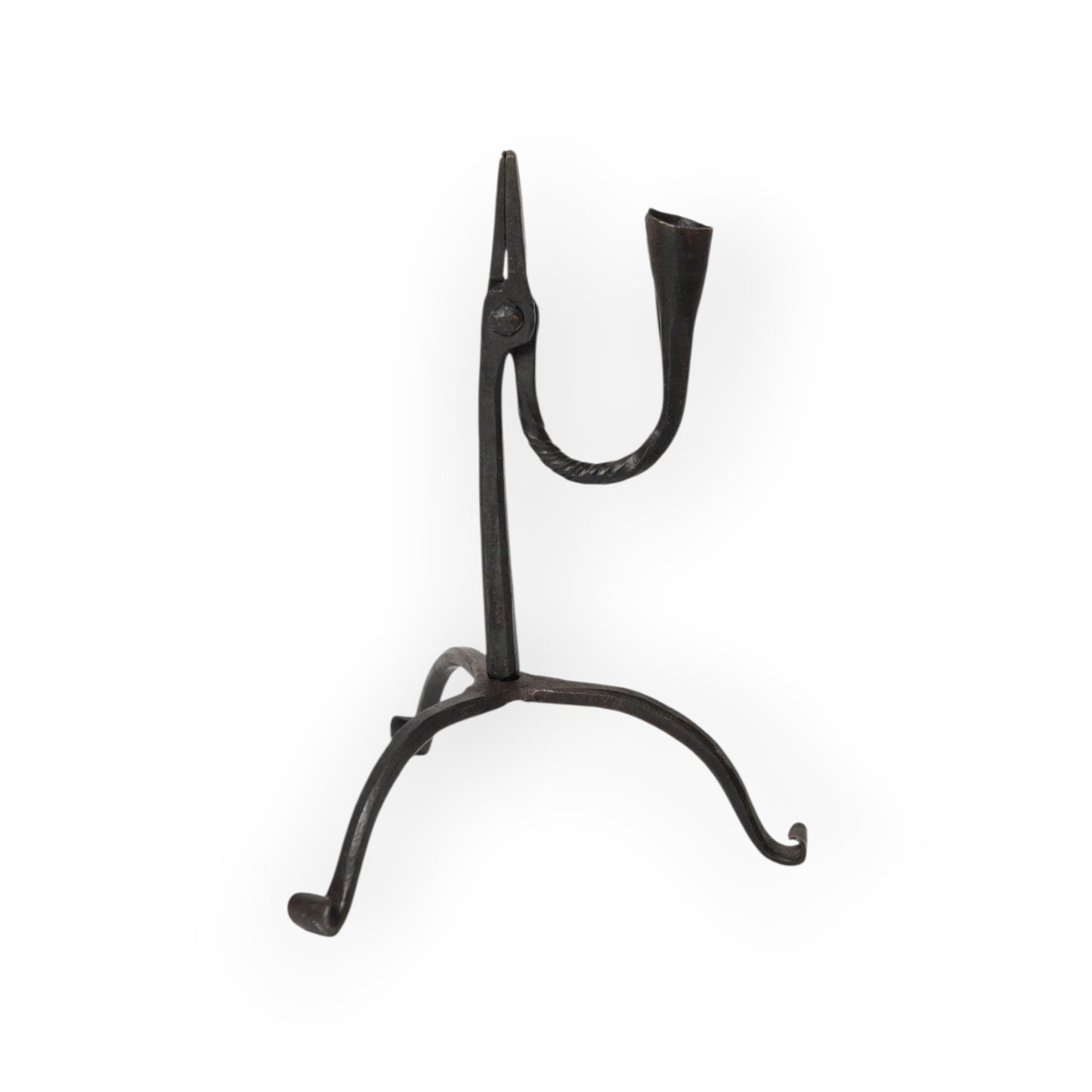 19th-Century Welsh Antique Iron Rushlight With Tripod Base