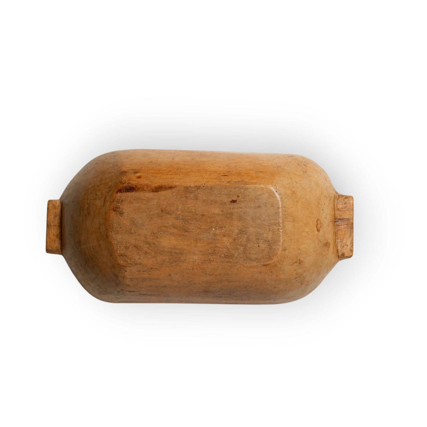 18th-Century Antique Treen Dug-Out Bowl with Twin Handles