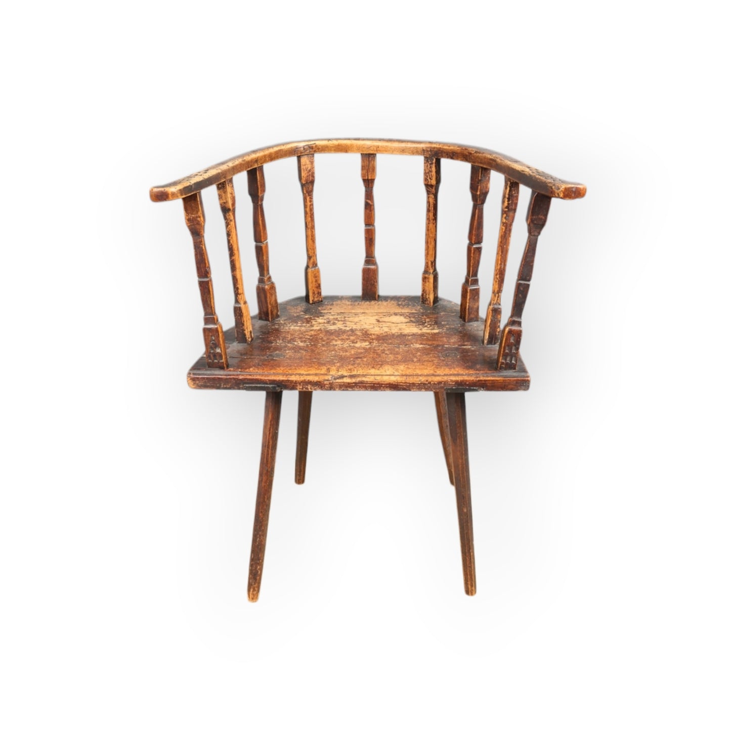 18th-Century Primitive Welsh Antique Yolk-Back Armchair Constructed from Ash & Elm