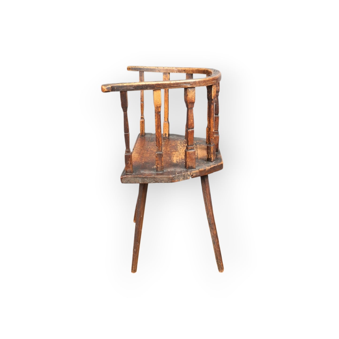 18th-Century Primitive Welsh Antique Yolk-Back Armchair Constructed from Ash & Elm