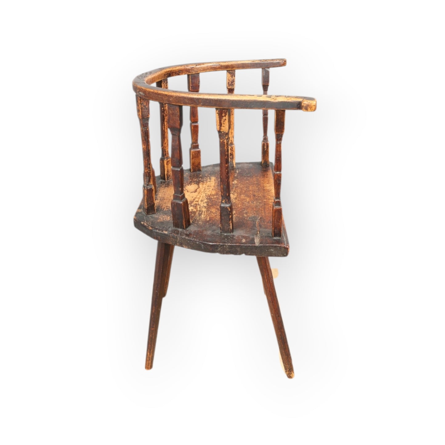 18th-Century Primitive Welsh Antique Yolk-Back Armchair Constructed from Ash & Elm