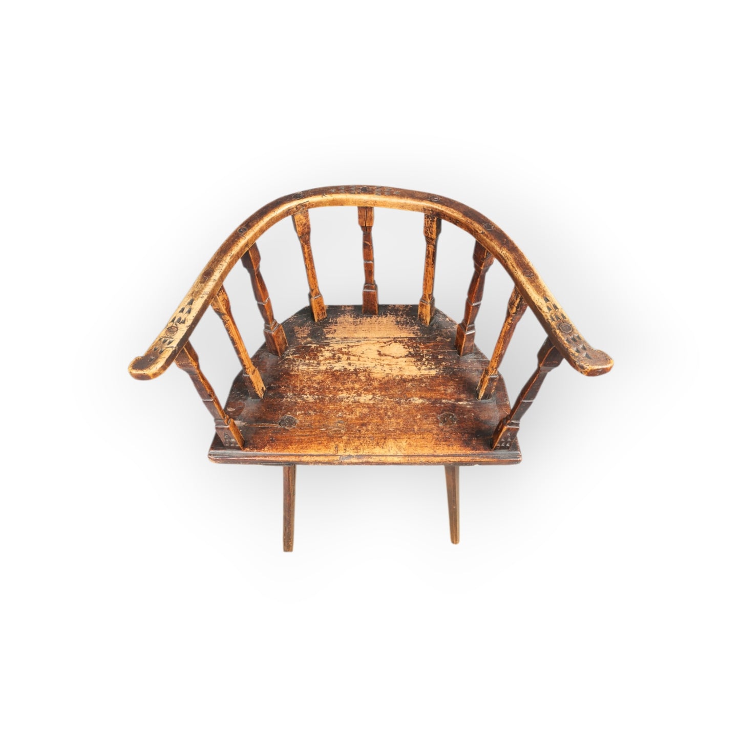 18th-Century Primitive Welsh Antique Yolk-Back Armchair Constructed from Ash & Elm